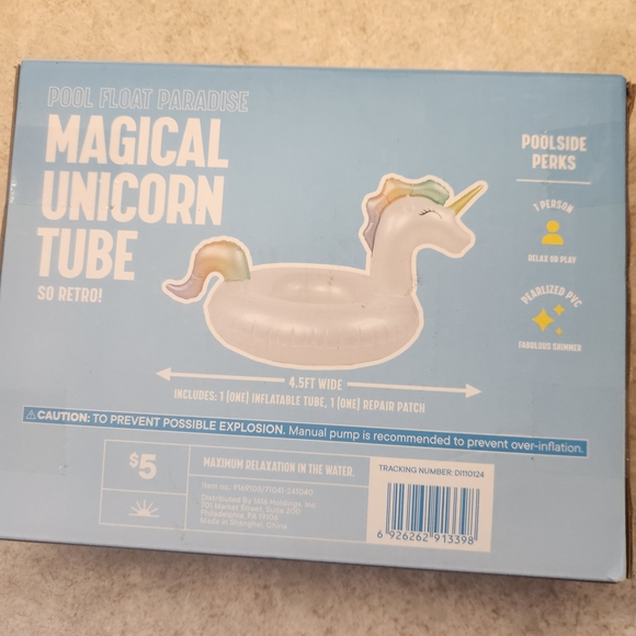 NIB Let's Go Unicorn Inflatable Pool Tube - Picture 2 of 3